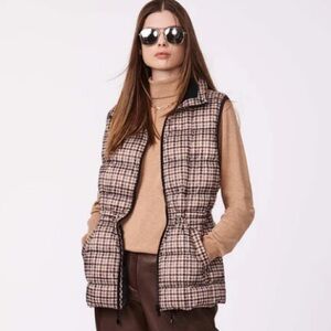 NWT BERNARDO Water Resistant Brown Houndstooth Quilted‎ Puffer Lightweight Vest